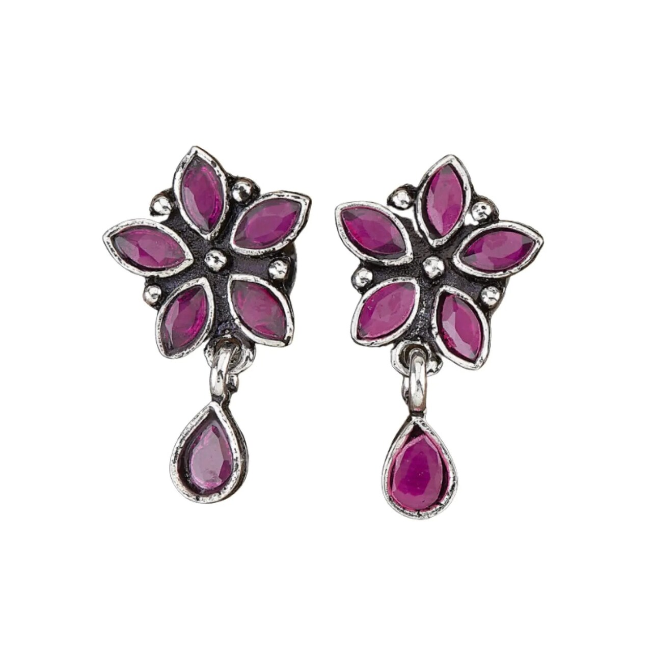 Indian Flower Stud Earrings For Women - Faux Pearl Tassel Round Earrings Small Tops Earring Bollywood Style Dangle Drop Earring Chandelier Jhumki Jewelry for Bride - Birthday Gift for Her